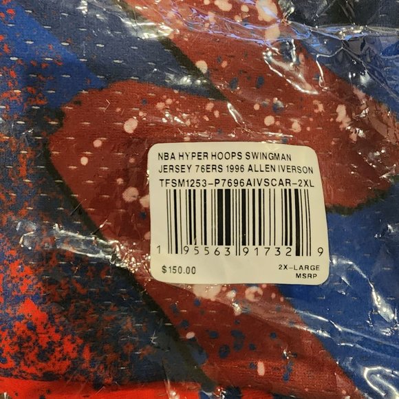 Allen Iverson Mitchell & Ness Hyper Hoops Swingman Jersey 1996 Men's sz 2XL New - Picture 6 of 6